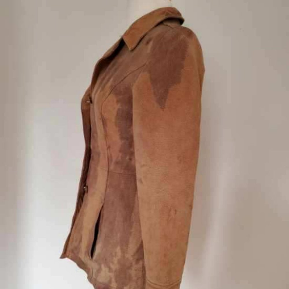 Suede leather Jacket safari dyed cowgirl equestrian blazer brown tan beige 2 4 6 - Picture 3 of 6